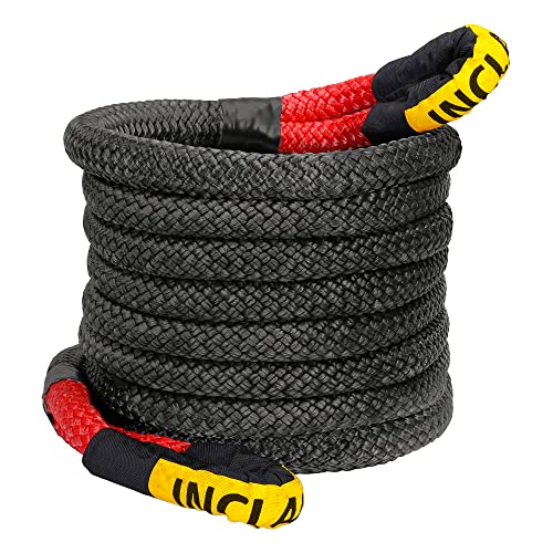 INCLAKE 7/8″ x 30ft Kinetic Recovery & Tow Rope, Energy Recovery Rope (28660 Lbs) , Heavy Duty Nylon Double Braided Tow Strap with Reinforced Loops and Protective Sleeve for Truck/Off-Road/ATV/UTV