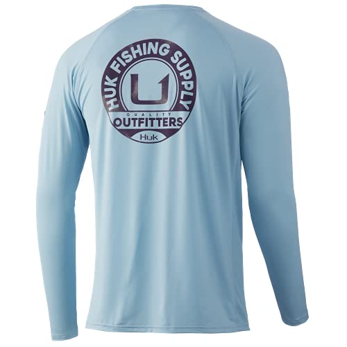 HUK Men’s Standard Pursuit Long Sleeve Sun Protecting Fishing Shirt, Outfitter-Ice Blue, Medium