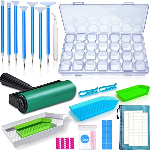 inifus 70 PCS 5D Diamond Painting Tools,Diamond Painting Accessories Kit with Diamond Embroidery Box and Diamond Painting Roller for Adults or Kids