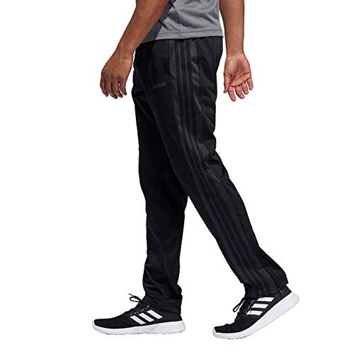adidas Men’s Essential Tricot Zip Pants (Large, Black/Carbon/Black)