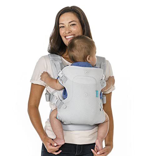 Infantino Flip 4-in-1 Light & Airy Convertible Carrier – Breathable, 4 Positions, Lumbar Support, Adjustable Waist Belt, Head Support, Ergonomic Seat, Adjustable Waistband, Plush Straps