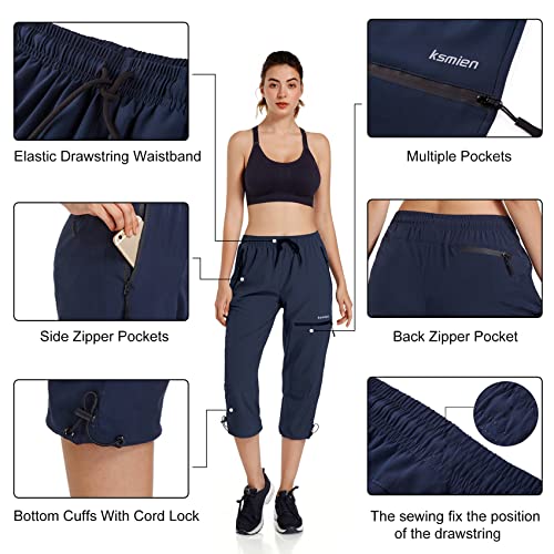 Ksmien Women’s Lightweight Hiking Capri Pants Quick Dry Workout Cargo Capris Water Resistant UPF 50+ Zipped Pockets | The Storepaperoomates Retail Market - Fast Affordable Shopping