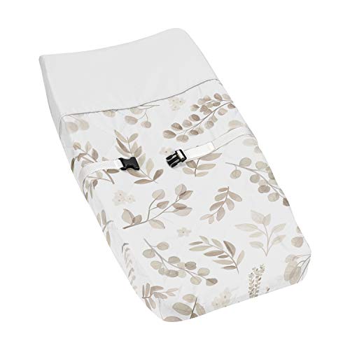 Sweet Jojo Designs Floral Leaf Boy or Girl Baby Nursery Changing Pad Cover – Gender Neutral Ivory Cream Beige Taupe and White Gender Neutral Boho Watercolor Botanical Flower Woodland Tropical Garden