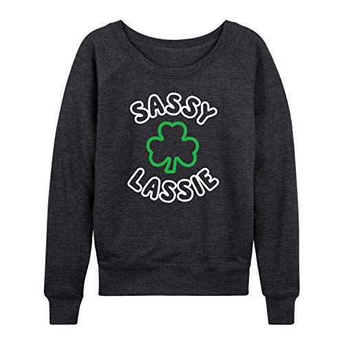 Instant Message – Sassy Lassie – Ladies French Terry Pullover – Size X-Large Heather Charcoal