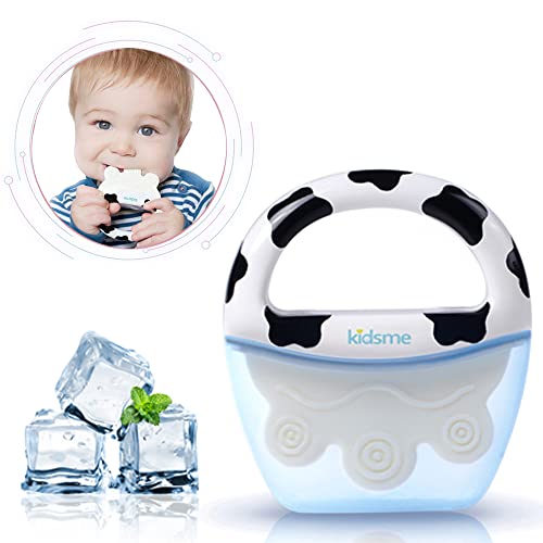 Kidsme Cooling Teething Rings for Babies, Baby Teether for Babies 0-6 Months, BPA-Free Silicone Baby Teething Toys for Breastmilk, Smoothies, Water, Purees, Juice & More