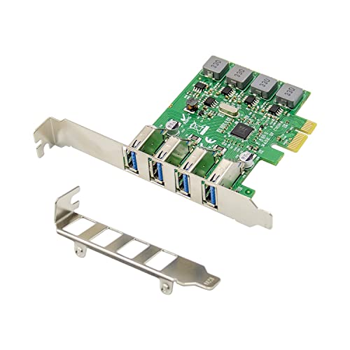 X-MEDIA XM-PEX-U304S 4-Port USB 3.0 PCI Express (PCIe x1) Card – PCI-E to USB 3.0 Expansion Adapter Card – VIA VL805 Chipset – Built-in Self-Powered – Standard/Low Profile Bracket Included
