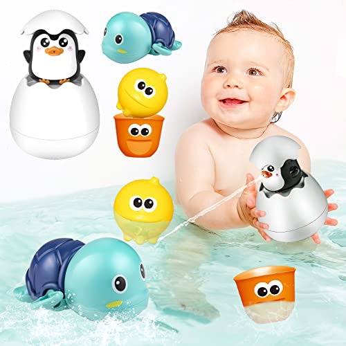 Bath Toys for Toddlers 1-3 Year Old – Pop-up Hatch Egg,Wind Up Swim Turtle,Lemon Cup with Interactive Bath Toys for Baby Bathtub Water Toys -Toy for 1 2 3 4 5 6Years Old Boy Girls for Gifts