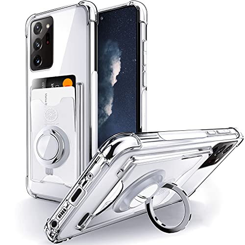 Shields Up for Galaxy Note 20 Ultra Case, Minimalist Wallet Case with Card Holder and Ring Kickstand/Stand, [Drop Protection] Slim Protective Cover Samsung Galaxy Note 20 Ultra 5G – Clear