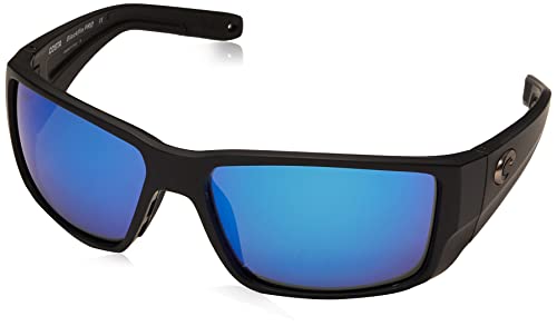 Costa Del Mar Men’s Blackfin Pro Polarized Rectangular Sunglasses, Matte Black/Blue Mirrored Polarized-580G, 60 mm