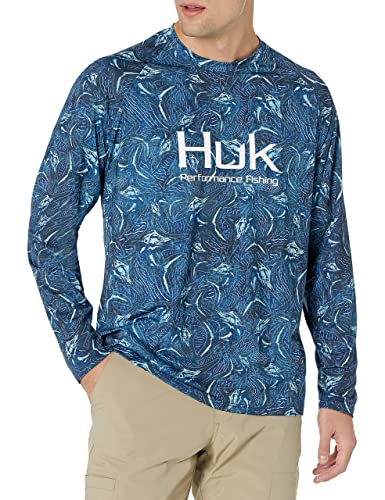 HUK Men’s Standard Pattern Pursuit Long Sleeve Performance Fishing Shirt, Marlin Mayhem-Sargasso Sea, XX-Large