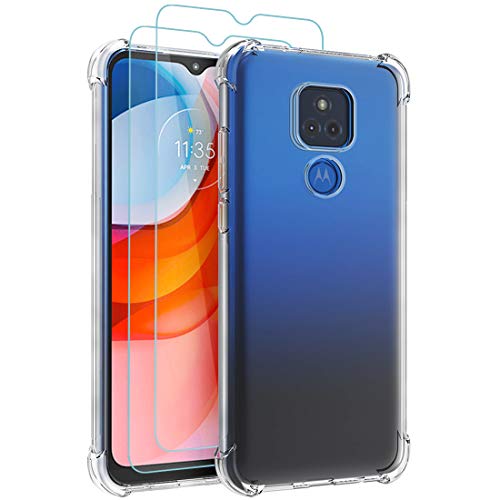 Osophter for Moto G Play 2021 Case with 2pcs Screen Protector Clear Transparent Reinforced Corners TPU Shock-Absorption Flexible Cell Phone Cover for Motorola G Play 2021(Clear)