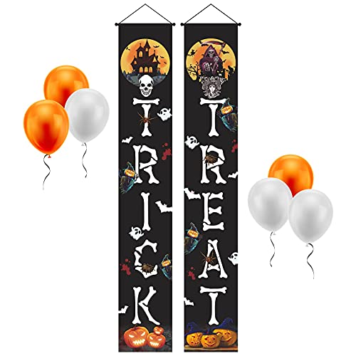 Halloween Decorations Outdoor Door Decor – Home Porch Sign Trick or Treat Banner 71×12.5′ Hanging Decoration Hocus Pocus Large Welcome Sign Front Yard Wall Garage House Indoor Outside Party Supplies