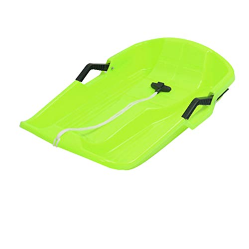 Funny Winter Snow Sled Downhill Outdoor Toboggan Sport Skiing Board for Kids & Adults Durable Sledge Slider with Pull Rope for Winter Sledding (65x40x13CM) (Green)
