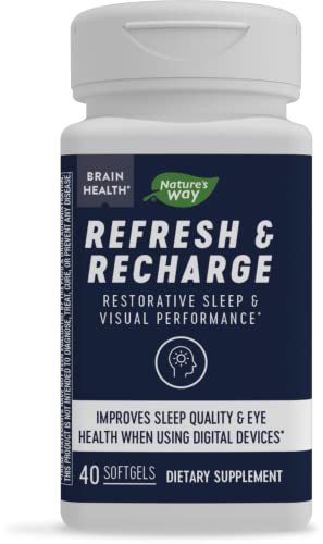 Nature’s Way Refresh & Recharge Nootropic, Supports Brain Health*, Improves Sleep Quality*, with Lutemax 2020, 40 Softgels