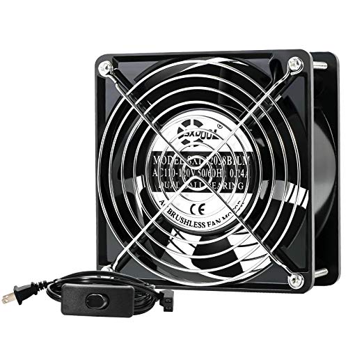 SXDOOL AXIAL Cooling Fan 12cm, AC 115V 120V 120mm x 38mm High Speed CFM with Switch Power Cord, for DIY Ventilation Exhaust Projects