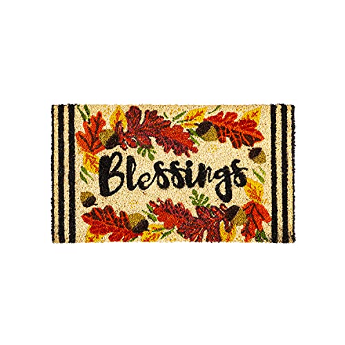 Evergreen Flag Seasonal Doormat Autumn Blessings Coir Mat Fall Harvest Interchangeable Floormat for Homes Gardens Yards