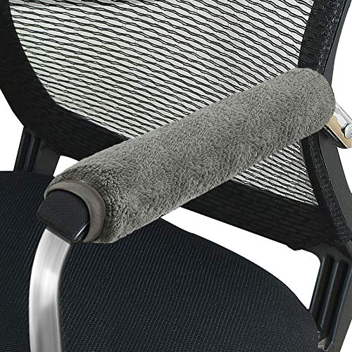 Joywell Velvet Office Chair Armrest Pads, Adjustable Comfy Ergonomic Chair Arm Rest Covers, Removable Elbows Support and Forearms Pressure Relief, Set of 2, Grey