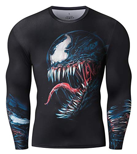 Red Plume Men’ Digital Printing Tights Stretch Fitness Sports T-Shirt Quick-Drying Shirt Long Sleeve Top (style10, L)