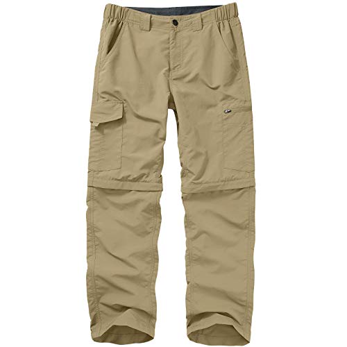 Mens Hiking Pants Convertible boy Scout Quick Dry Lightweight Zip Off Outdoor Fishing Travel Safari Pants,6226,Khaki,32