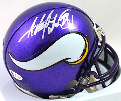Adrian Peterson Autographed Minnesota 06-12 TB Mini Helmet – Beckett Witness Silver