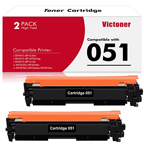 051 Black Toner Cartridge 2-Pack Compatible Replacement for Canon 051 051H CRG051 for Canon imageCLASS MF269dw MF267dw MF264dw MF266dn MF263dn LBP162dw LBP161dn LBP1692dwkg Printer