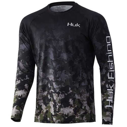 HUK Men’s Standard Pattern Pursuit Long Sleeve Performance Shirt, Refraction Fish Fade-Hunt Club Camo/Bass, XX-Large