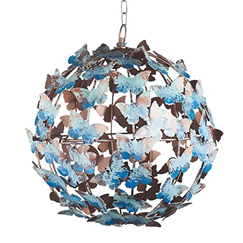 ART & ARTIFACT Hanging Butterflies Sphere – Iron Orb Garden Accent, String Light Holder Cage