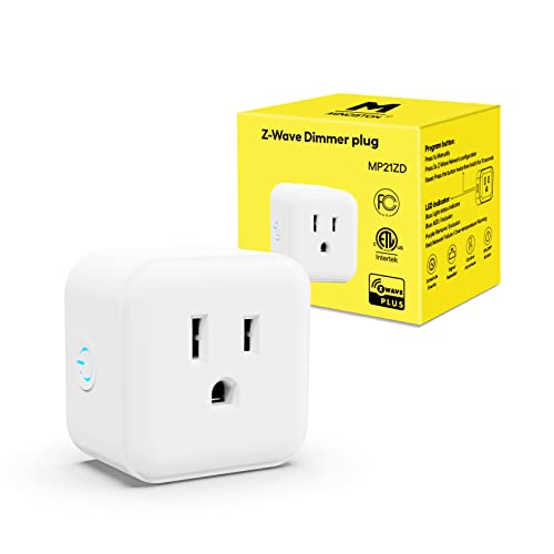 Minoston Z-Wave Plug Dimmer Smart Plug-in Outlet Built-in Repeater Range Extender, Z-Wave Hub Required, Alexa and Google Assistant Compatible, 200W(MP21ZD)