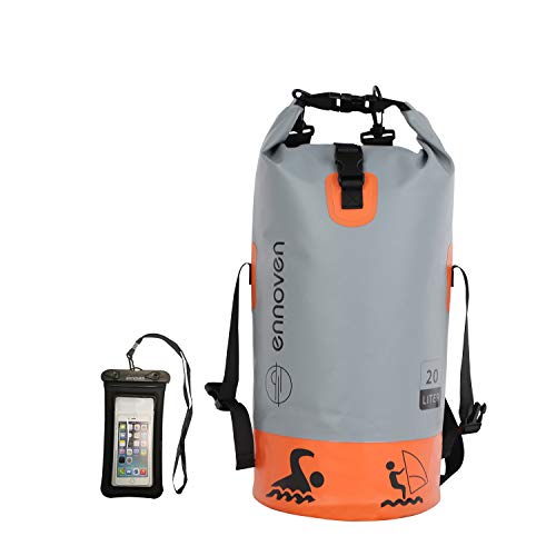 ennoven Waterproof Dry Bag- 20L/30L Backpack for Kayaking, Boating Accessories, Fishing, Swimming, Waterproof Phone Case Included.