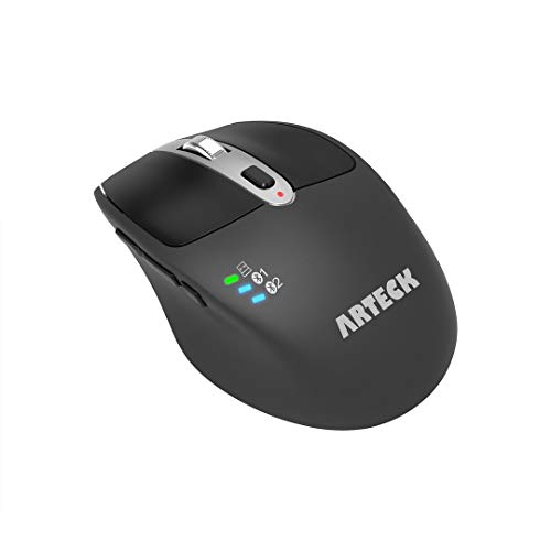 Arteck Multi-Device Wireless Bluetooth Mouse with Nano USB Receiver Ergonomic Right Hand Silent Clicking for Computer Desktop PC Laptop Mac iPad and Windows 10/8 iPad OS Build in Rechargeable Battery
