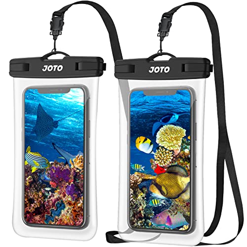JOTO Waterproof Phone Case Holder Pouch, Underwater Transparent Cellphone Dry Bag for iPhone 14 13 12 11 Pro Max XS XR X 8 7 6S, Galaxy S21 S20 S10 Note10, Pixel Up to 7.0″-2 Pack,Black