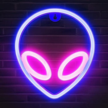 Lumoonosity Alien Neon Sign, Pink and Blue Alien Decorations Neon Lights with On/Off Switch, Cool Alien Light Neon Signs for Bedroom, Gaming Room, Aesthetic Hanging Alien Led Signs for Wall Decor | The Storepaperoomates Retail Market - Fast Affordable Shopping