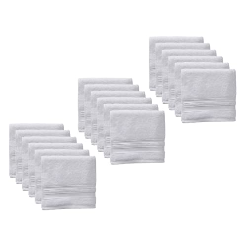 Bokser Home Hospitality Kenwood Hand Towels, Hotel Quality for Bathroom, Home, and Spa, 100% Combed Ring Spun Cotton Providing a Soft, Luxurious Feel, White, 30” x 16” (Pack of 18)