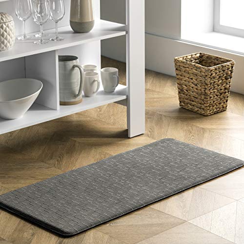 nuLOOM Casual Crosshatched Anti Fatigue Kitchen or Laundry Room Comfort Mat, 20″ x 42″, Dark Grey