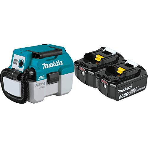 Makita XCV11Z 18V LXT Lithium-Ion Brushless Cordless 2 Gallon HEPA Filter Portable Wet/Dry Dust Extractor/Vacuum, Tool Only & BL1830B-2 18V LXT Lithium-Ion 3.0Ah Battery