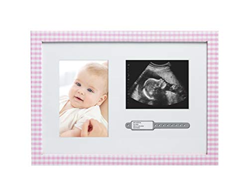 Kate & Milo Sonogram Baby Frame, Hospital ID Baby Keepsake, Pregnancy Keepsake Frame, Baby Girl Nursery Décor, Pink Gingham