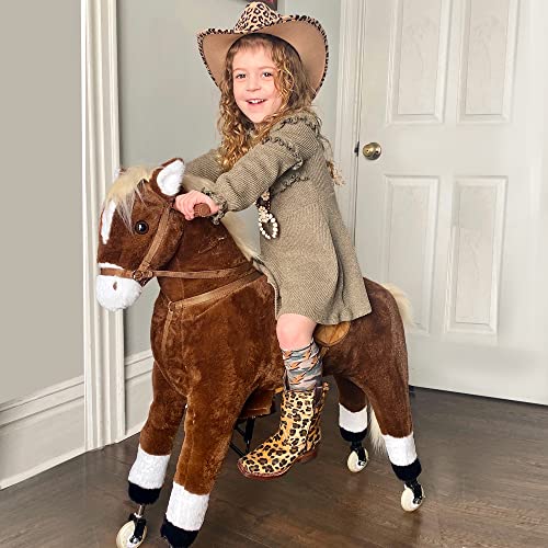 Qaba Kids Ride-on Walking Horse with Easy Rolling Wheels, Soft Huggable Body, & a Large Size for Kids 5-16 Years | The Storepaperoomates Retail Market - Fast Affordable Shopping