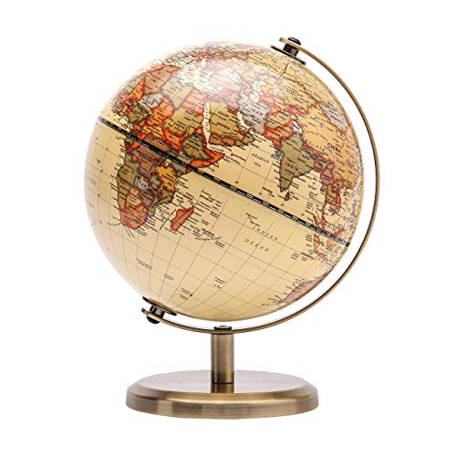 Annova Antique Globe Dia 5.5-inch / 14CM – Educational/Geographic/Modern Desktop Decoration – Stainless Steel Arc and Base – for School, Home, and Office (Antique 5.5“)