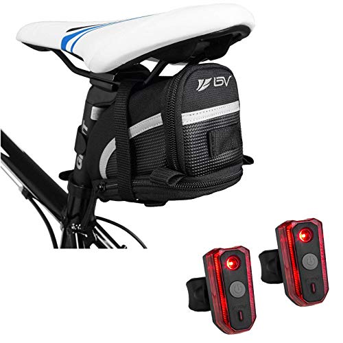 BV Large Bike Seat Bag and Rechargeable Tail Light Pair