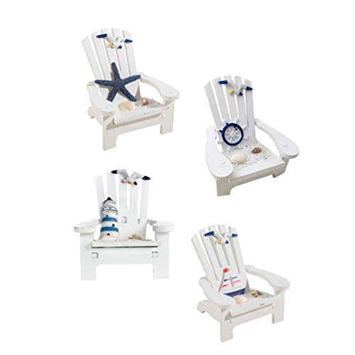 VICASKY 4Pcs Mini Wooden Chair Model Ornaments Miniature Nautical Beach Chair Dollhouse Decor for Home Office Desk Bathroom Bedroom