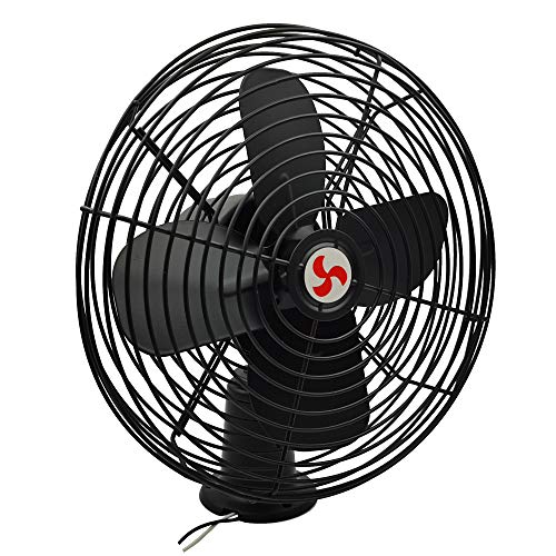 Maichis Heavy Duty All Metal 12V Car Fan, 8inch fan blade with Black Finished and 2 Speed Switch, Ventilation Electrical Cooling Air Metal Fan for Cars, Trucks, RV, Delivery Vehicle, Bus, Van