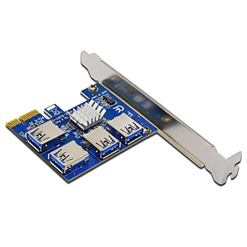 Pcie 1 to 4 Pci-express, Pcie Riser Card 16X Slots PCI Expansion Card PCI-E 1X to External 4 PCI-E USB 3.0 Adapter Multiplier Card Bitcoin Mining Device for Bitcoin Miner
