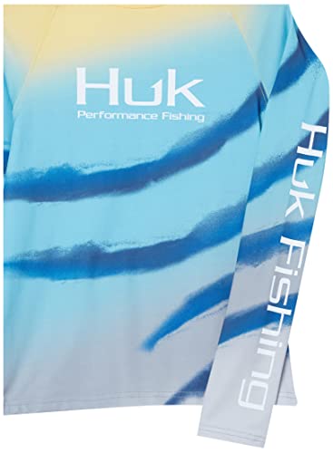 HUK Kids’ Standard Printed Long Sleeve Shirt +Sun Protection, Flare Fade-Blue Radiance, Small | The Storepaperoomates Retail Market - Fast Affordable Shopping