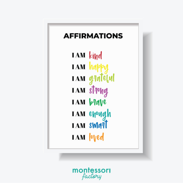 MORNING AFFIRMATIONS I AM Printable Practical Life Montessori Educational Poster Learning Chart Instant Download