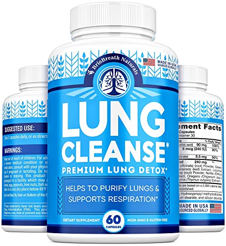 Lung Support Supplement – Natural Capsules for Lung Cleanse and Detox – Made in USA – Respiratory System; Mucus Clear – Vegan Supplement for Lung Detox; Respiratory Support – 60 Capsules