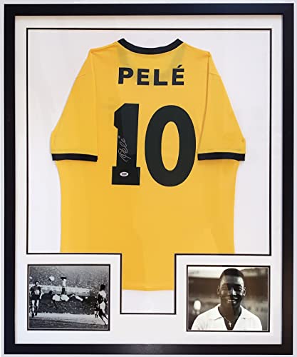 Pele Signed FC Brazil Jersey – PSA DNA COA Authenticated – Professionally Framed & Bicycle Kick Goal 8×10 Photo 34×42