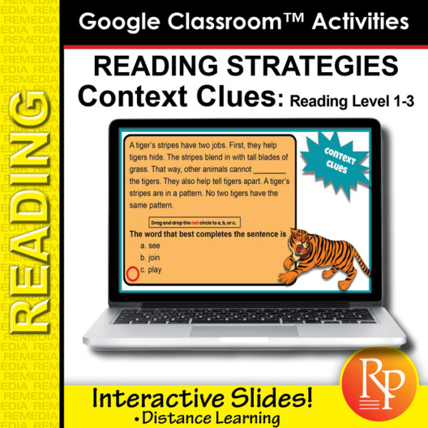Google Classroom Activities: Context Clues – Reading Strategies Level 1-3