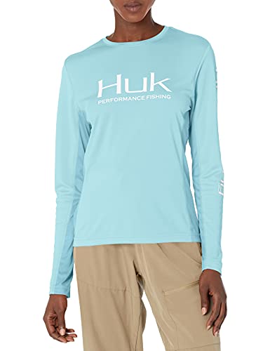 HUK Women’s Standard Icon X Long Sleeve Fishing Shirt with Sun Protection, Ice Blue, X-Large