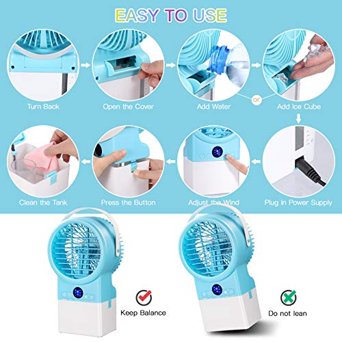 Portable Air Conditioner Fan, Personal Air Cooler Fan Space Mini Evaporative Cooler with Misting Humidifier, 3 Fan Speeds, 7 Colors Night Light, Desk Table Fan for Home Office Bedroom | The Storepaperoomates Retail Market - Fast Affordable Shopping