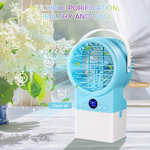 Portable Air Conditioner Fan, Personal Air Cooler Fan Space Mini Evaporative Cooler with Misting Humidifier, 3 Fan Speeds, 7 Colors Night Light, Desk Table Fan for Home Office Bedroom | The Storepaperoomates Retail Market - Fast Affordable Shopping